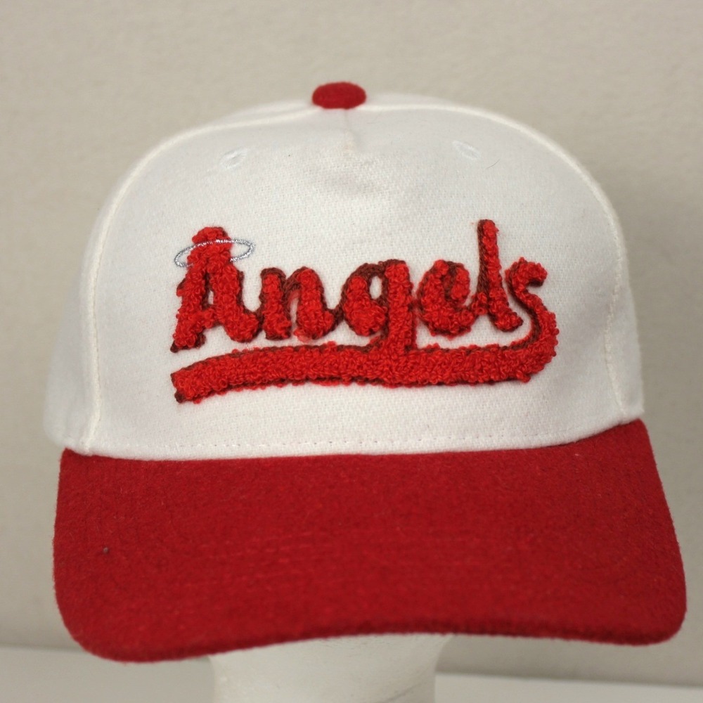 Angels Yakult Promo Strapback Hat Chenille‎ Script Baseball Cap Red White MLB